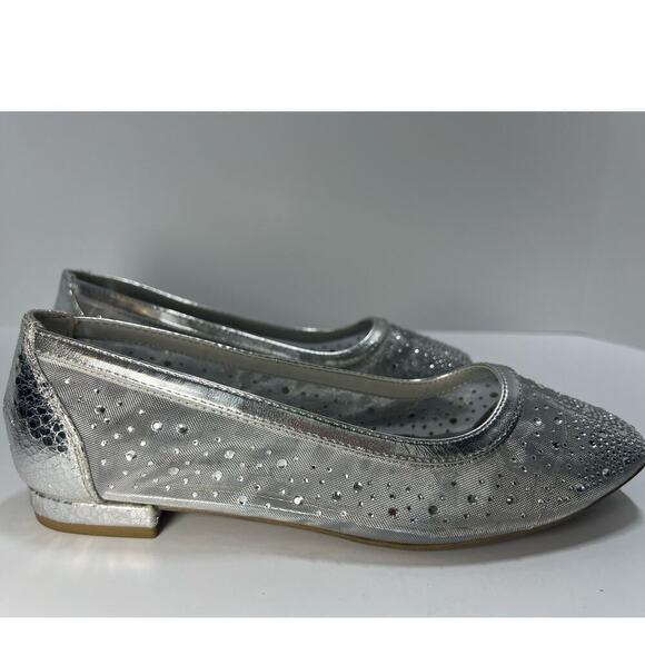 Rialto Angela Mesh Flats, Metallic Silver size 7.5 M, Breathable Comfort Insole - Picture 1 of 13